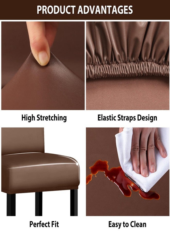 Lebaley 2 Pack Bar Stool Covers with Backs Waterproof Stretch PU Leather Bar Stool Seat Covers Slipcovers for Counter Height Chairs 14"-17" Wide, Removable & Washable for Kitchen Pub Cafe, Coffee - Image 5
